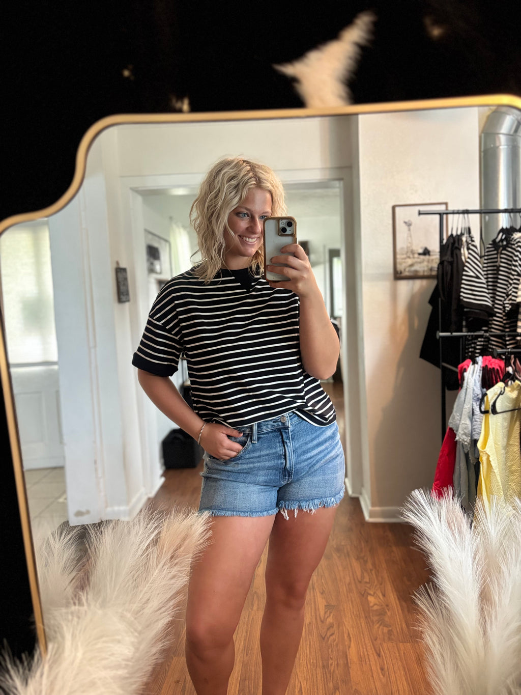 Black Striped Basic T-Shirt