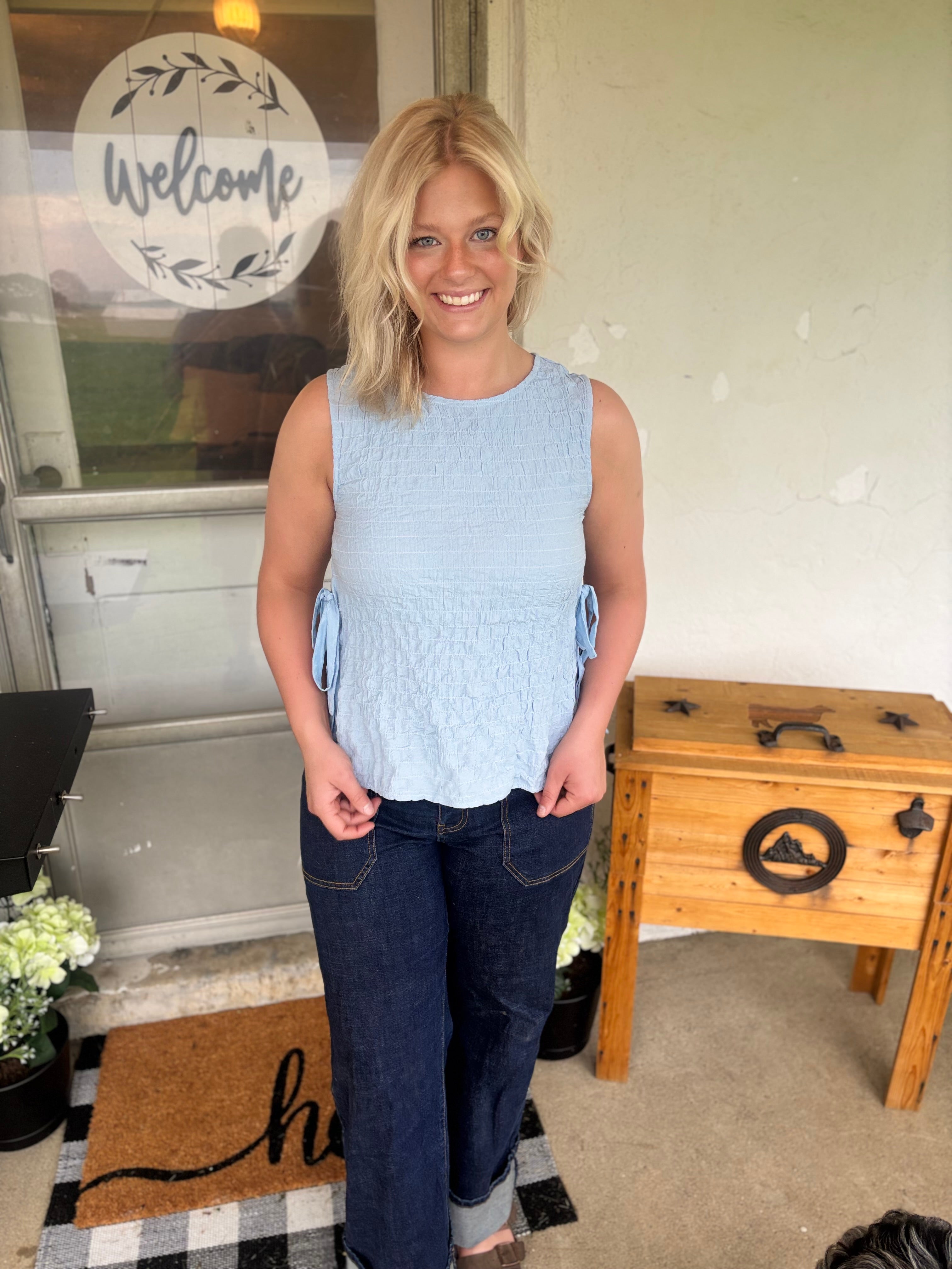 Baby Blue Textured Tank
