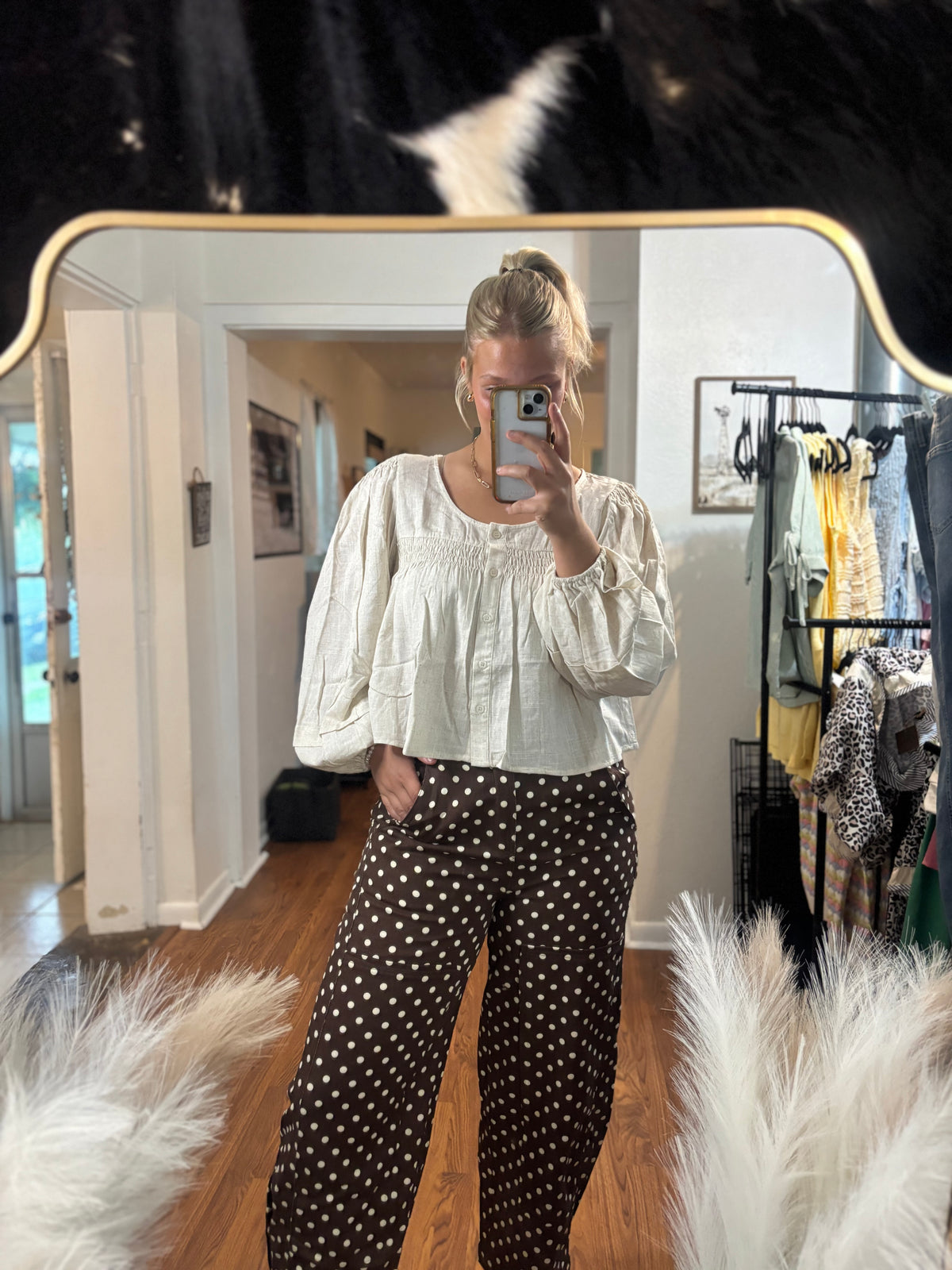 Cream Puff Long Sleeve Blouse
