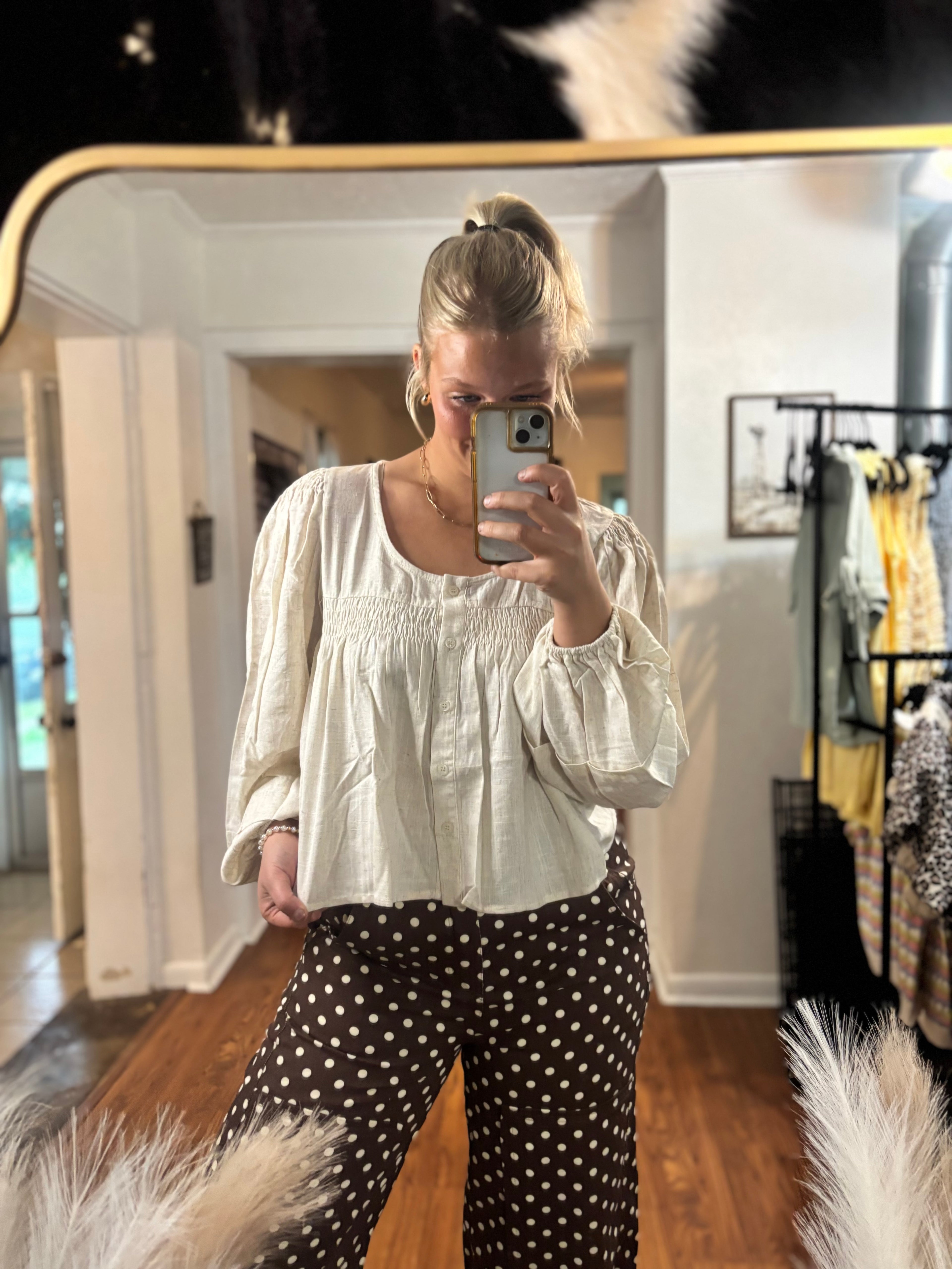 Cream Puff Long Sleeve Blouse