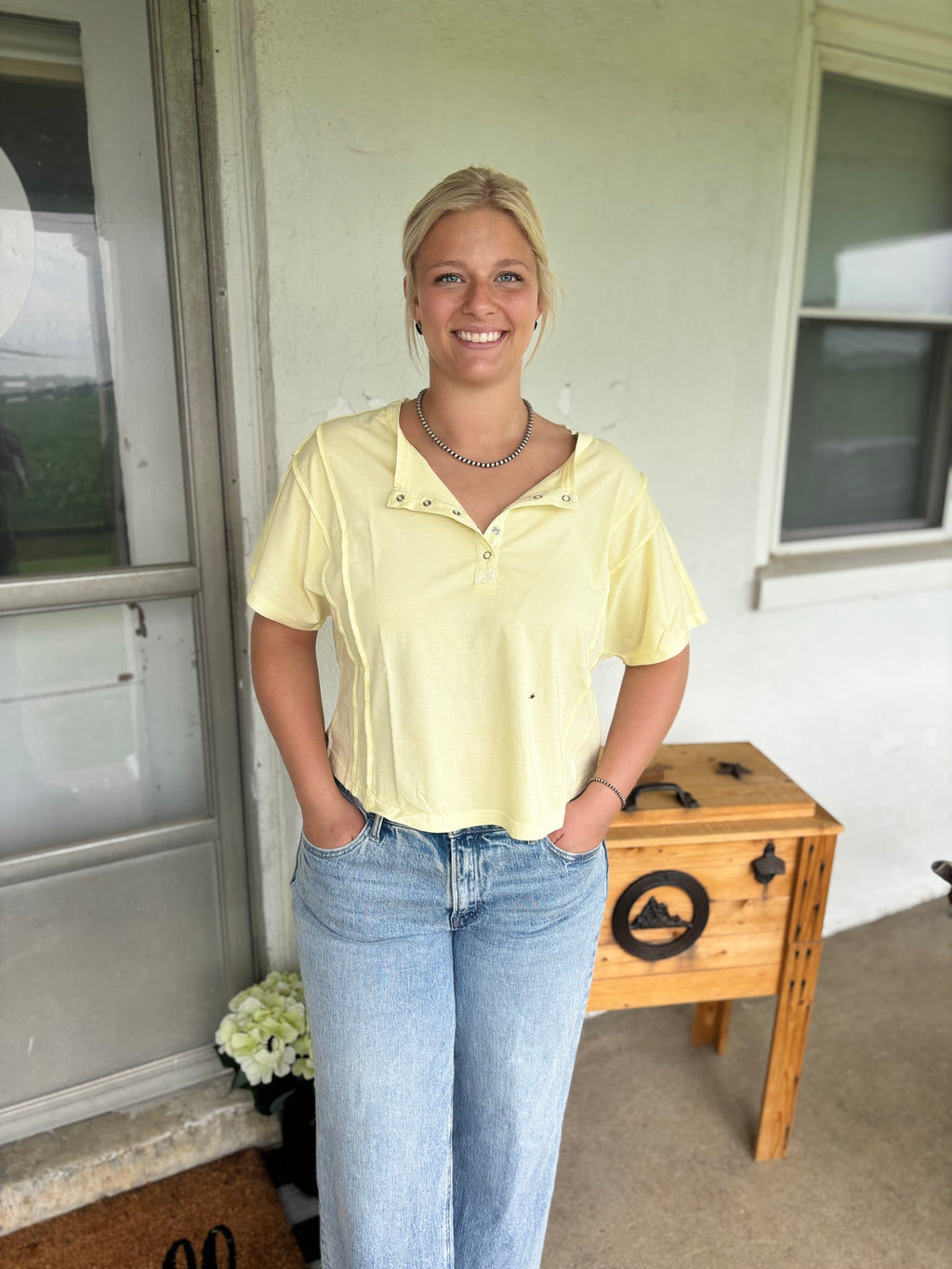 Basic Half Button T-Shirt
