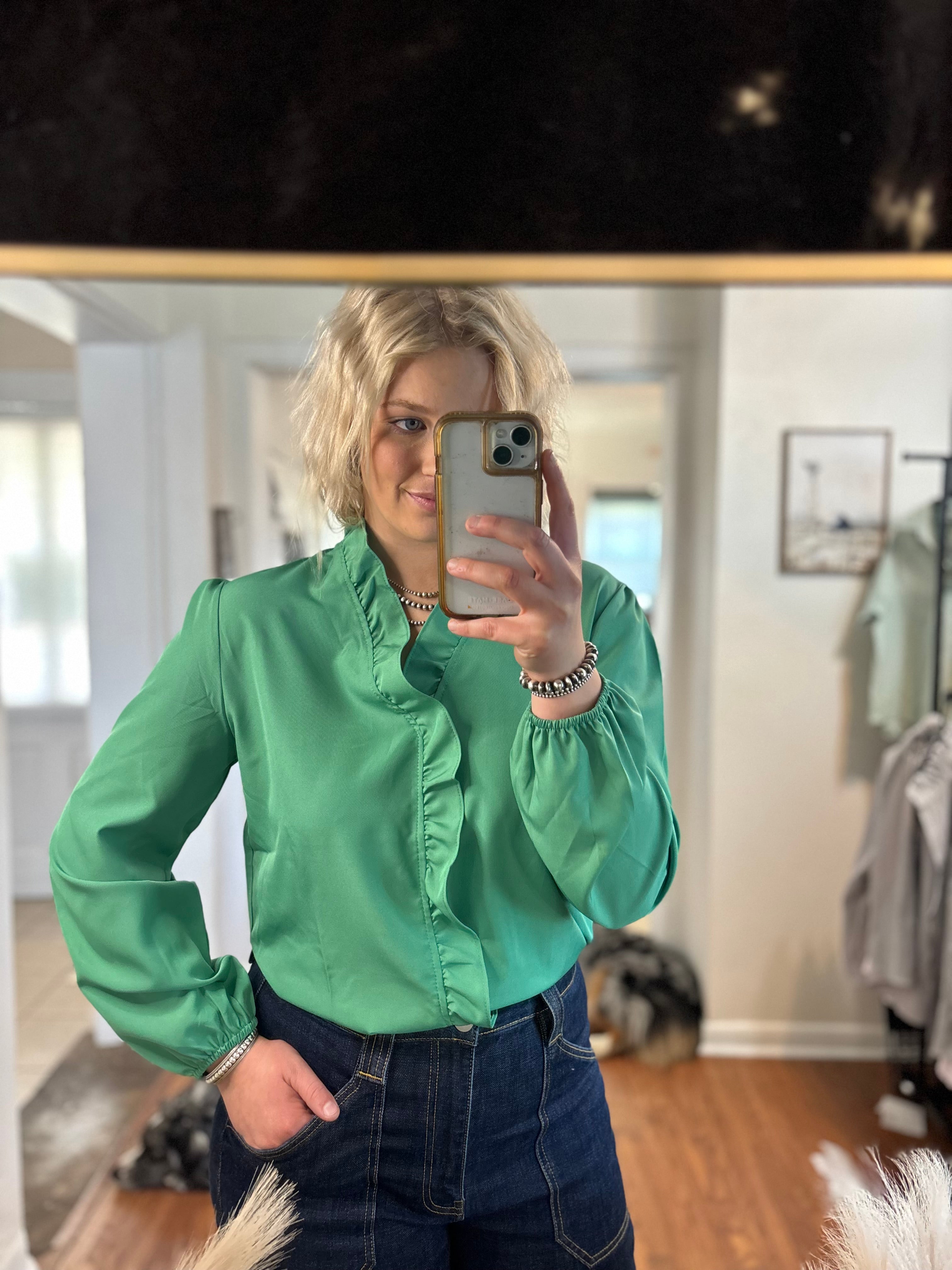 Long Sleeve Ruffle Blouse