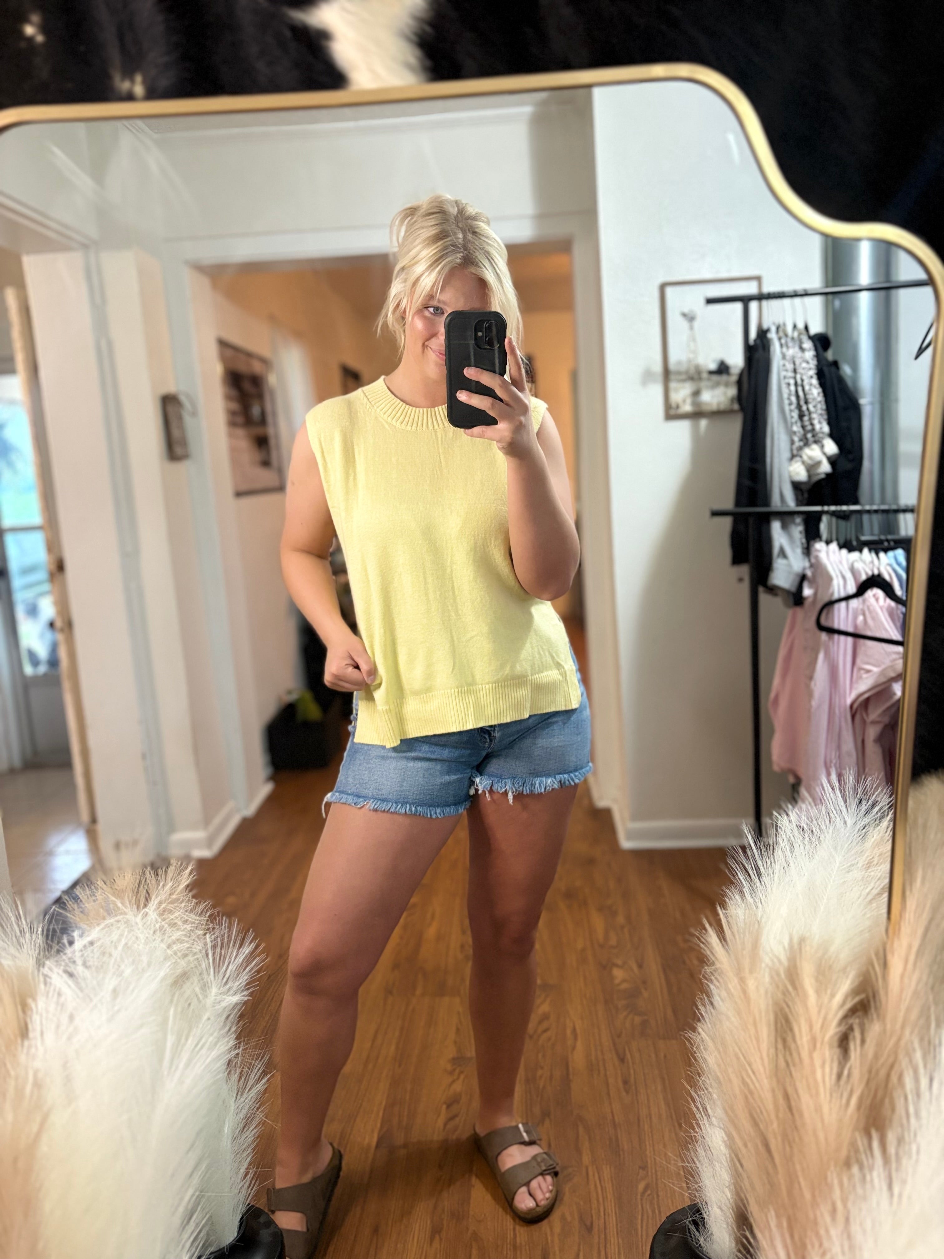 Butter Yellow Knit Sweater Tank