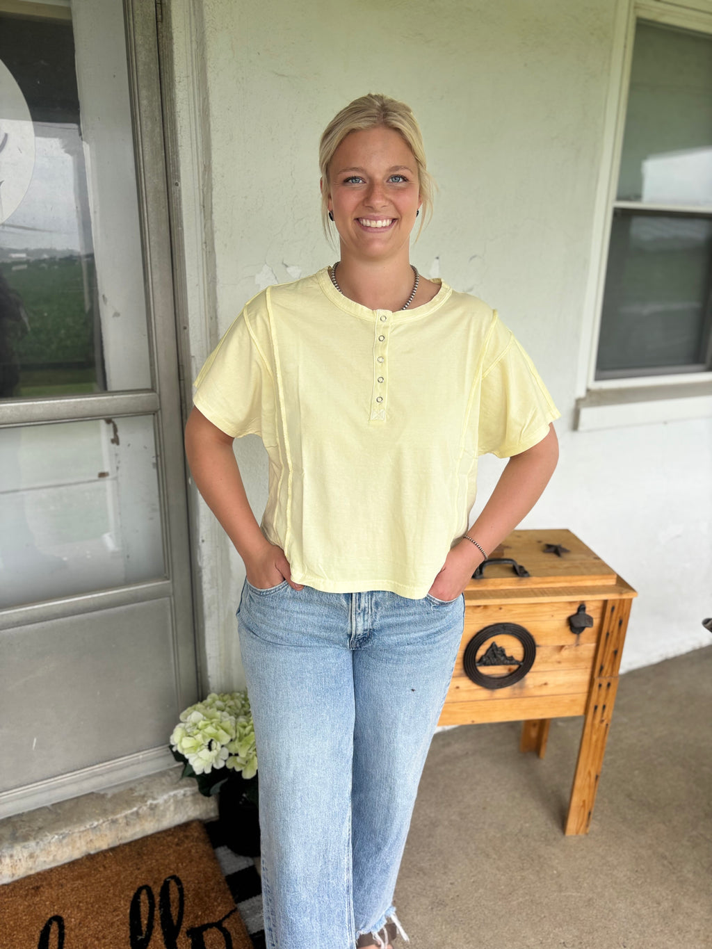 Basic Half Button T-Shirt