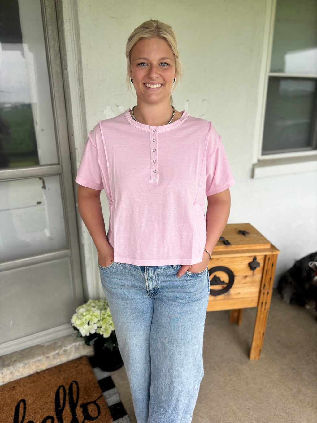 Basic Half Button T-Shirt