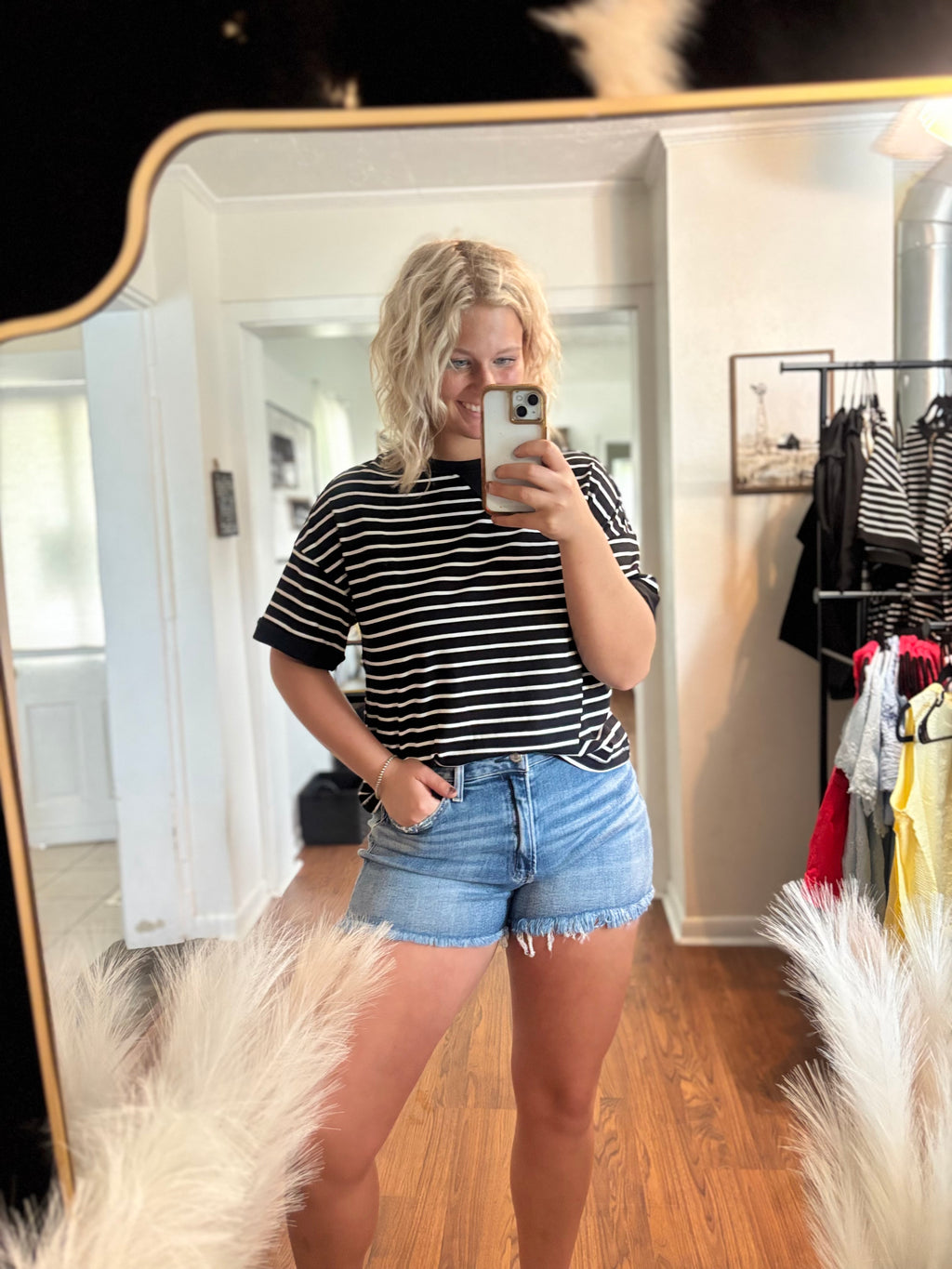 Black Striped Basic T-Shirt