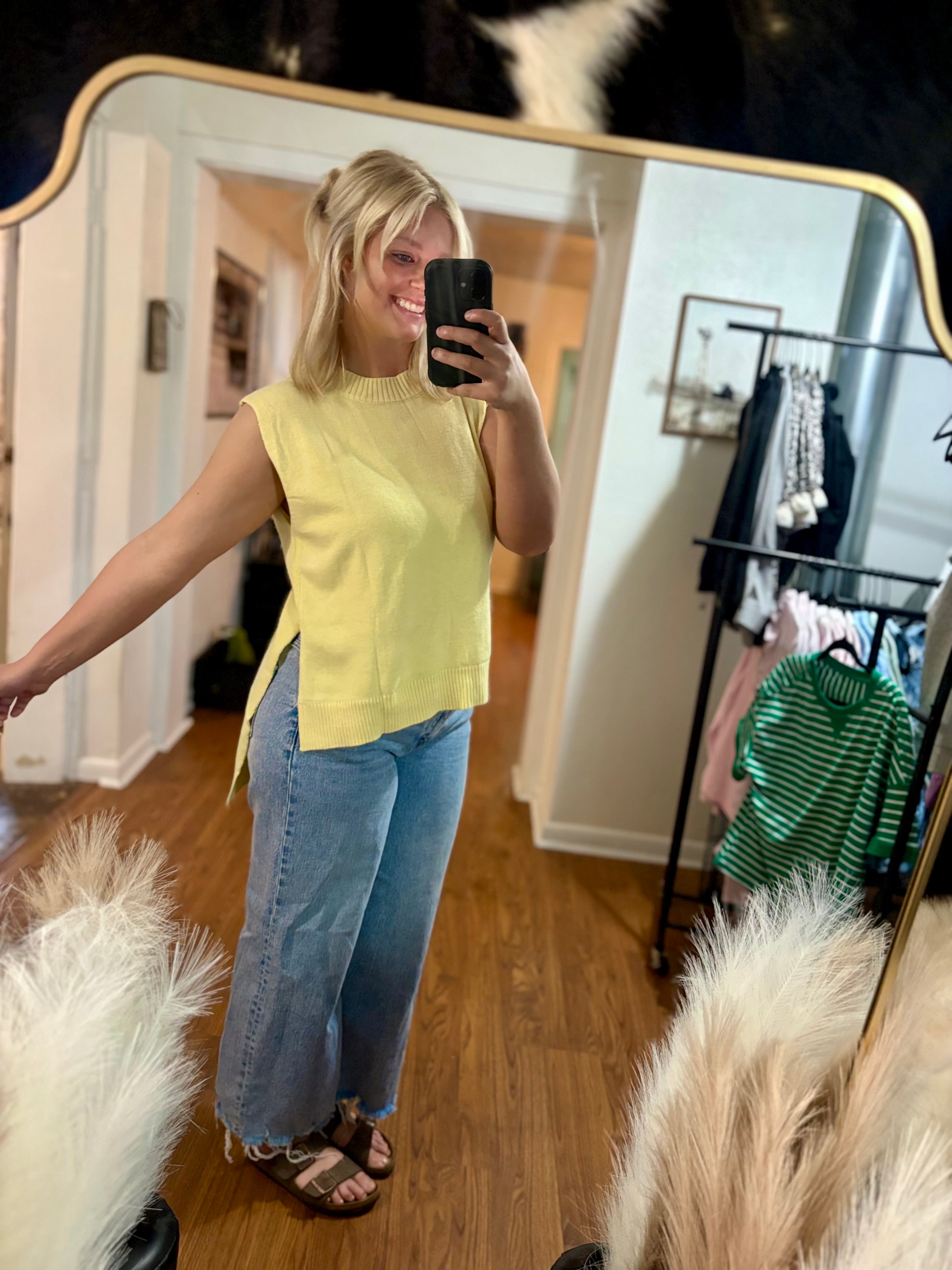 Butter Yellow Knit Sweater Tank