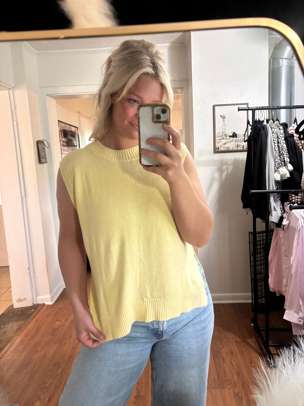 Butter Yellow Knit Sweater Tank