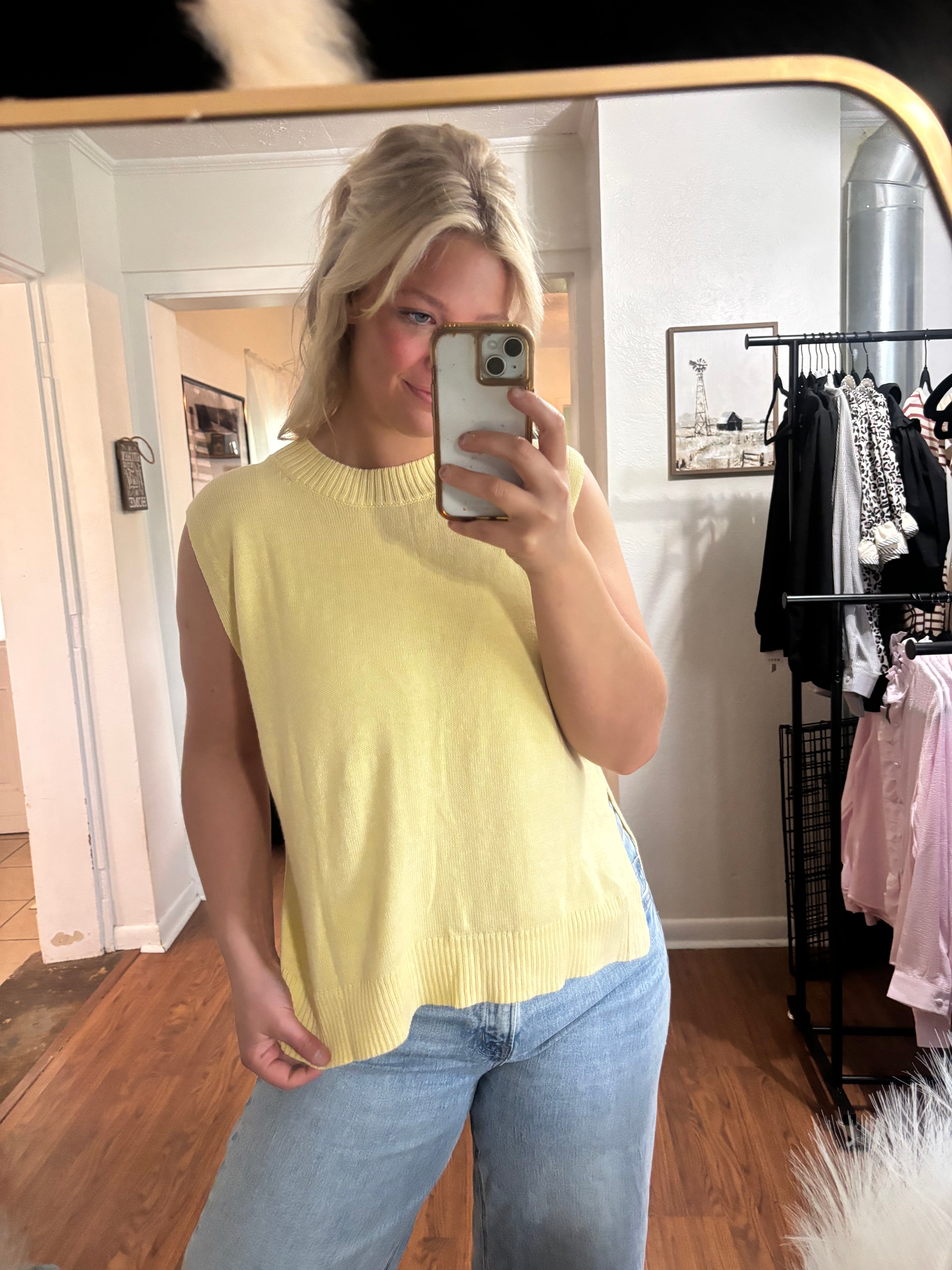 Butter Yellow Knit Sweater Tank