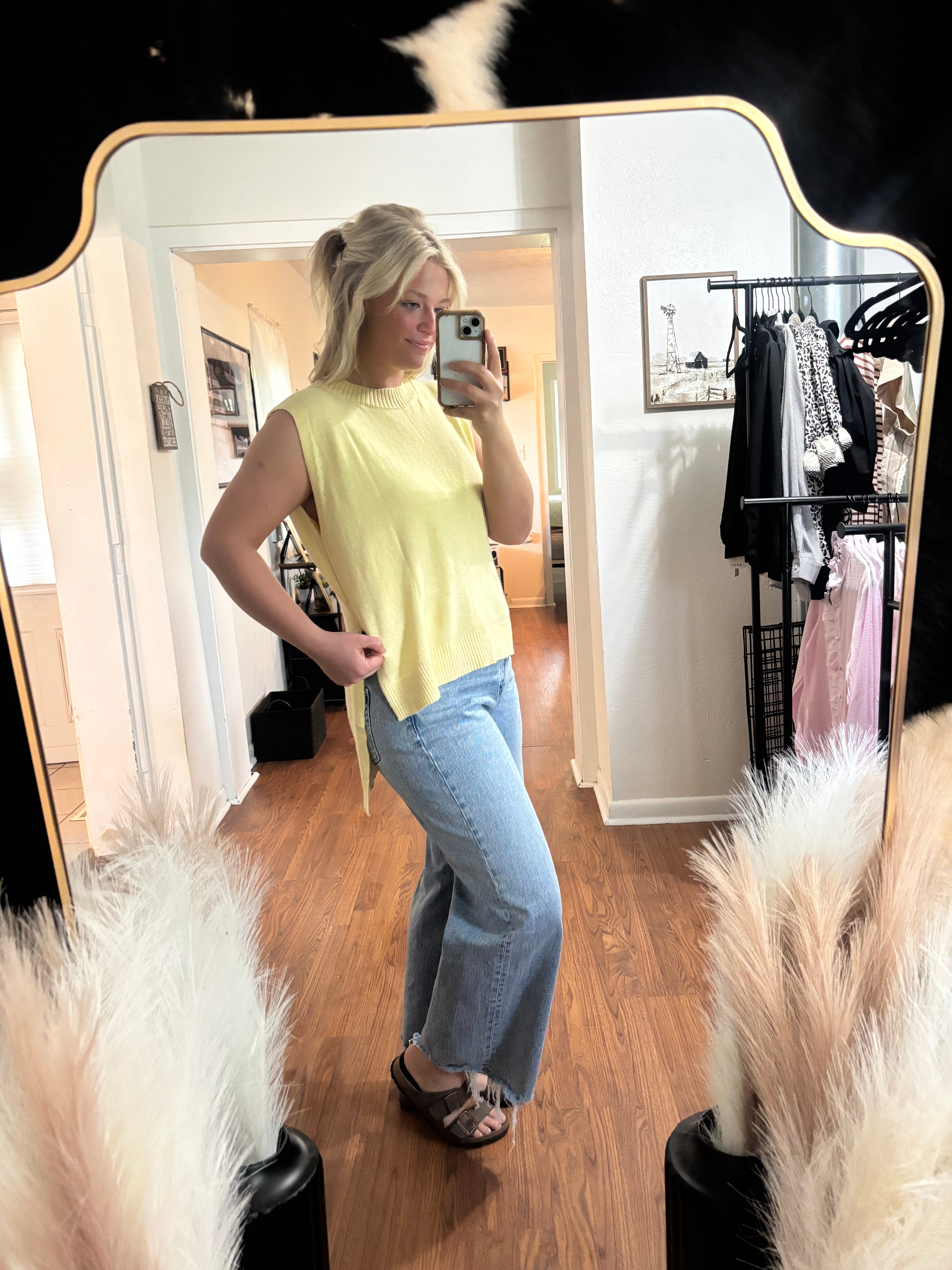 Butter Yellow Knit Sweater Tank