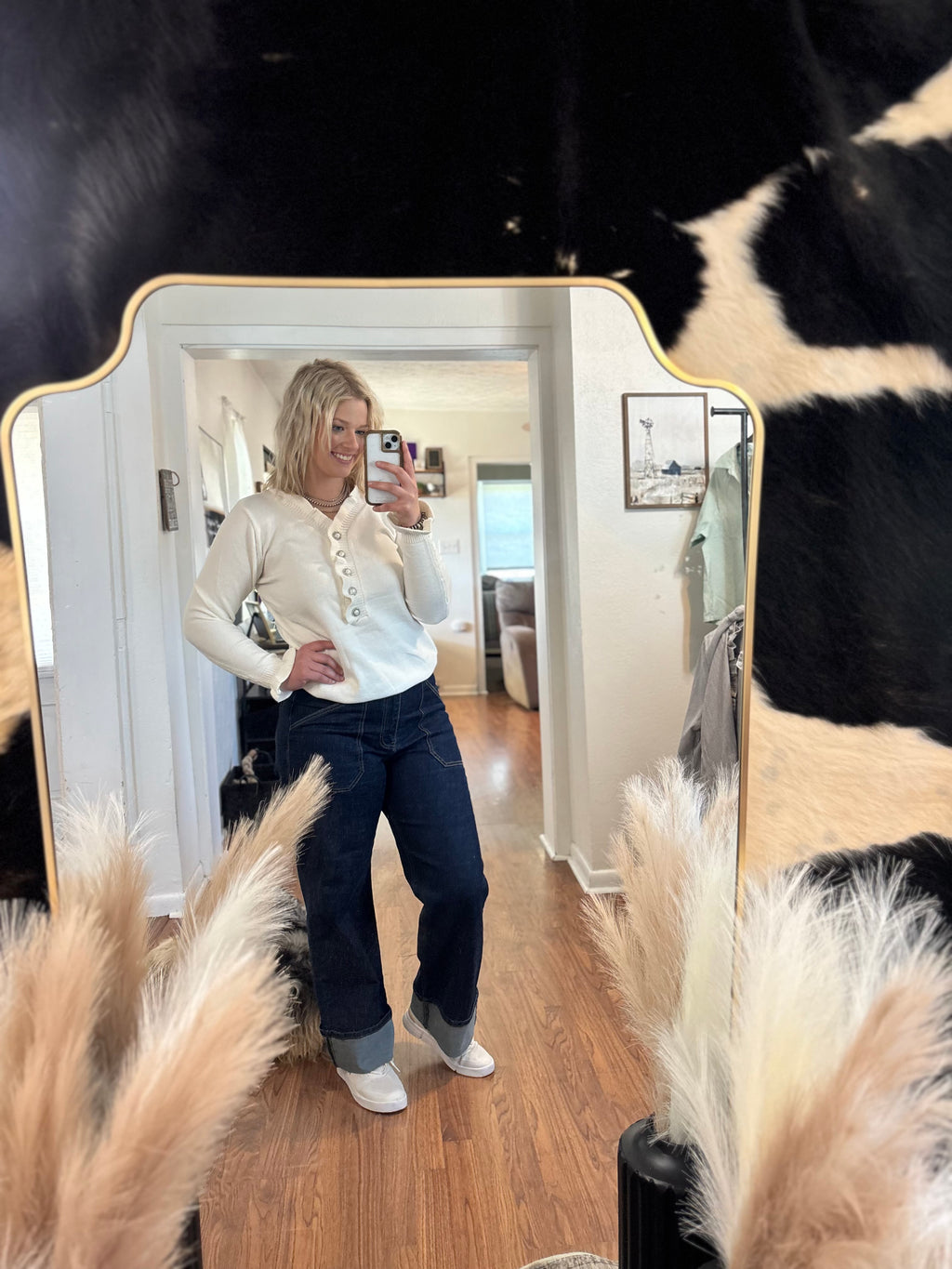 Frilly Button Knit Sweater