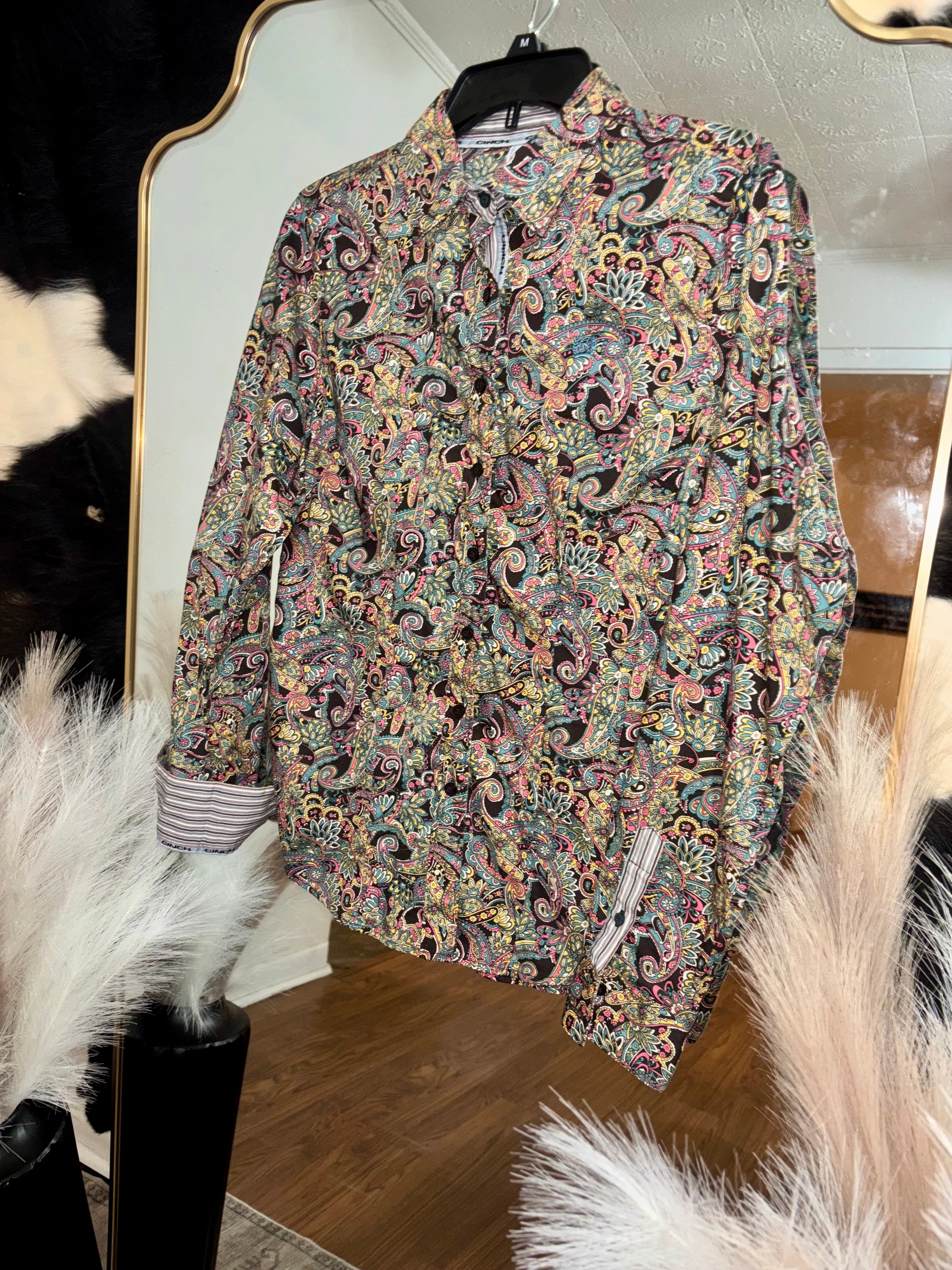 Cinch Pastel Paisley With Deep Brown Accents