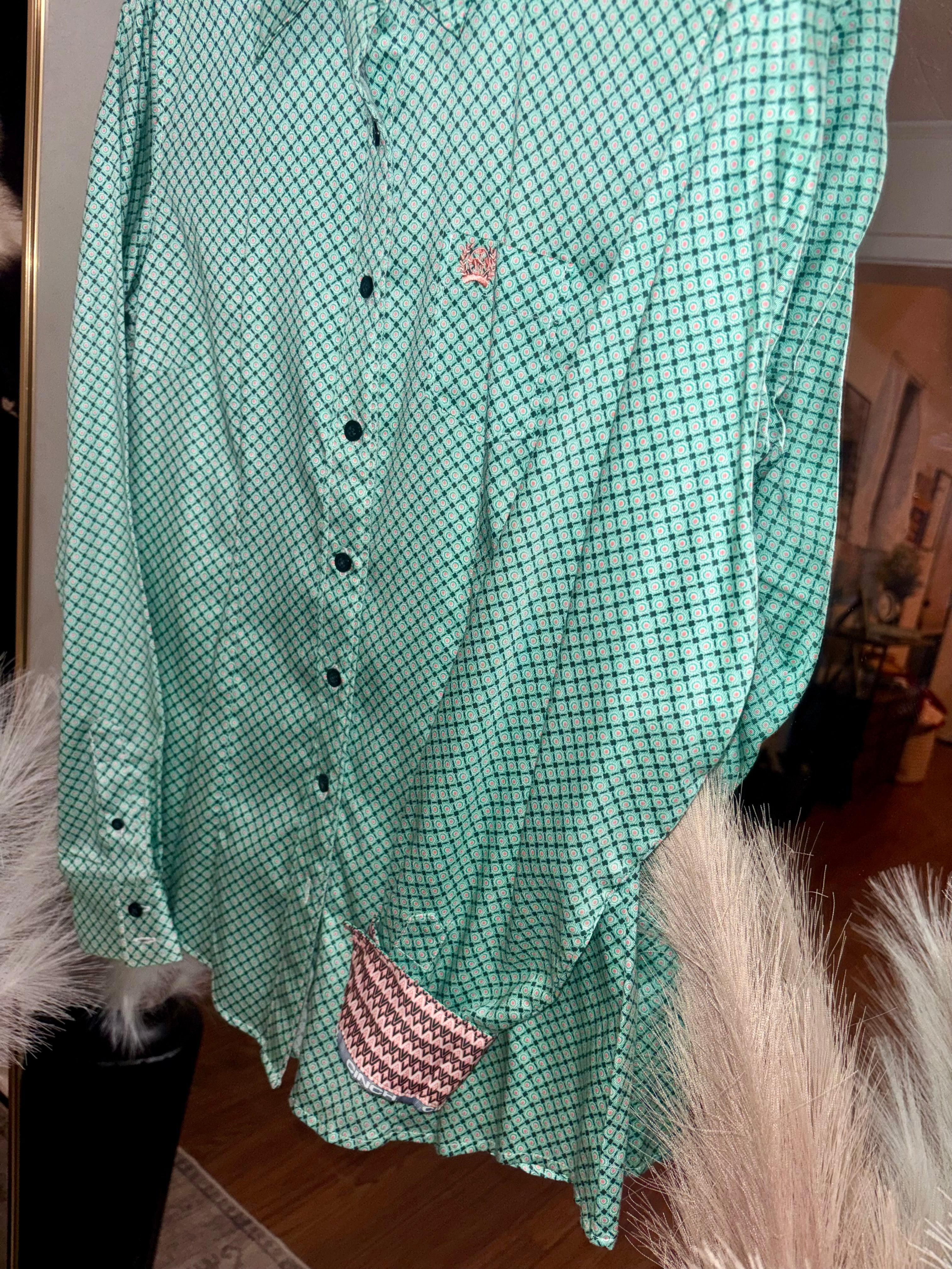 Cinch Teal & Green Patterned Long Sleeve