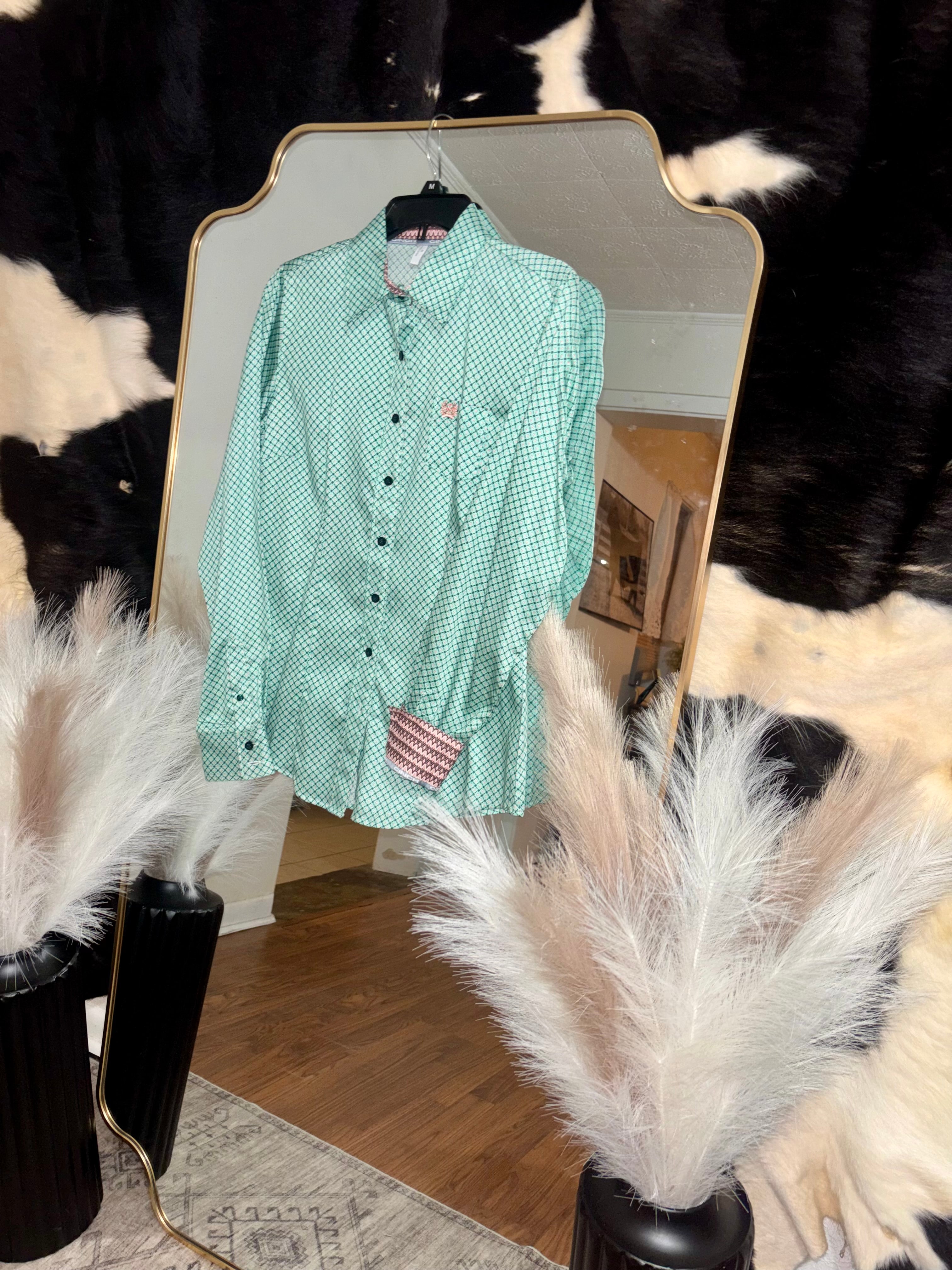 Cinch Teal & Green Patterned Long Sleeve