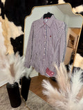 Medium Cinch Maroon & Off White Long Sleeve Stripped Long Sleeve