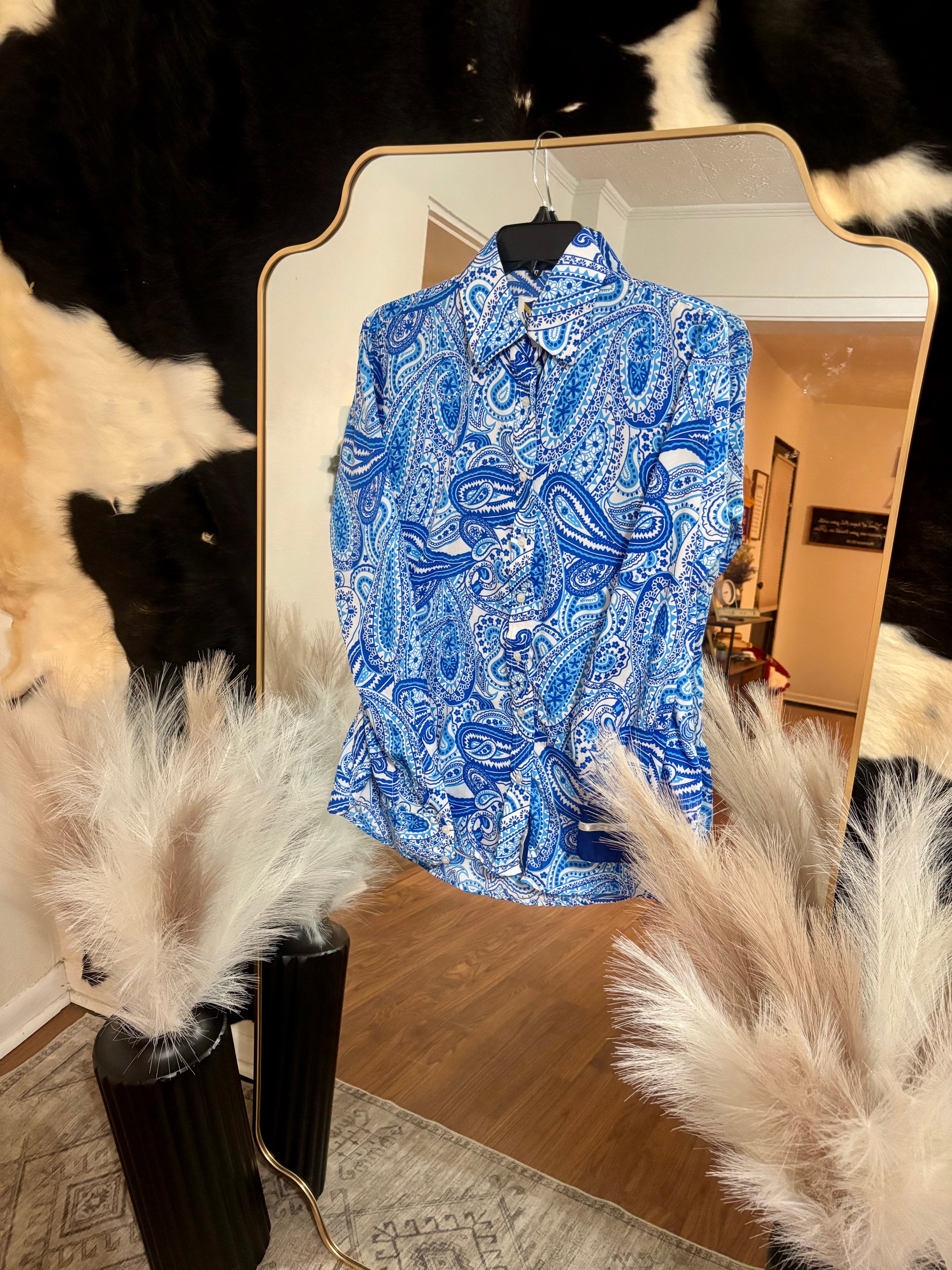 Medium Royal Highness Equestrian Royal Blue Paisley