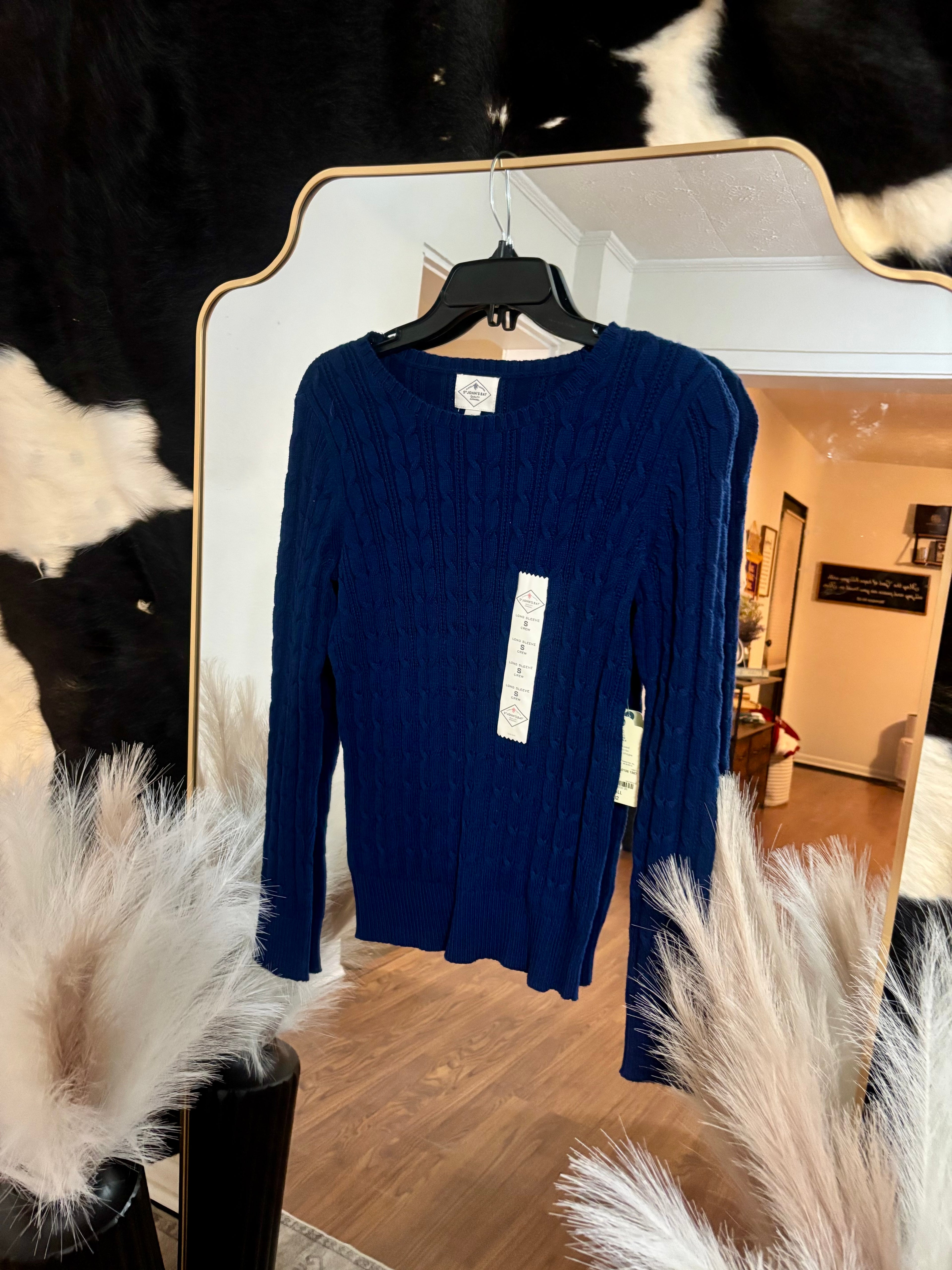 Small St. John's Bay Navy Sweater New With Tags