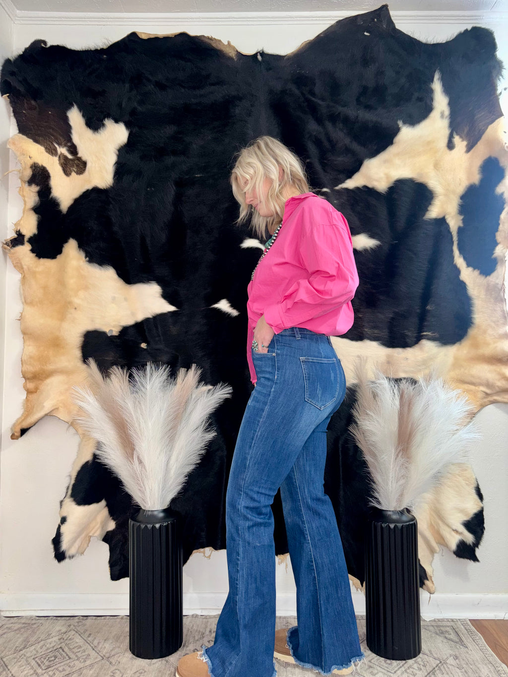 Risen Dark Washed Wide Leg Jean