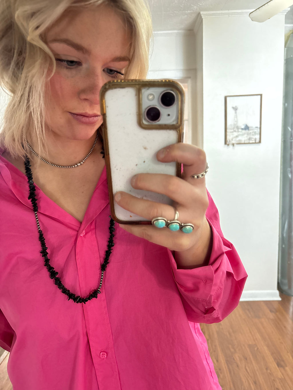 14in Black Onyx and Navajo Pearl Necklace