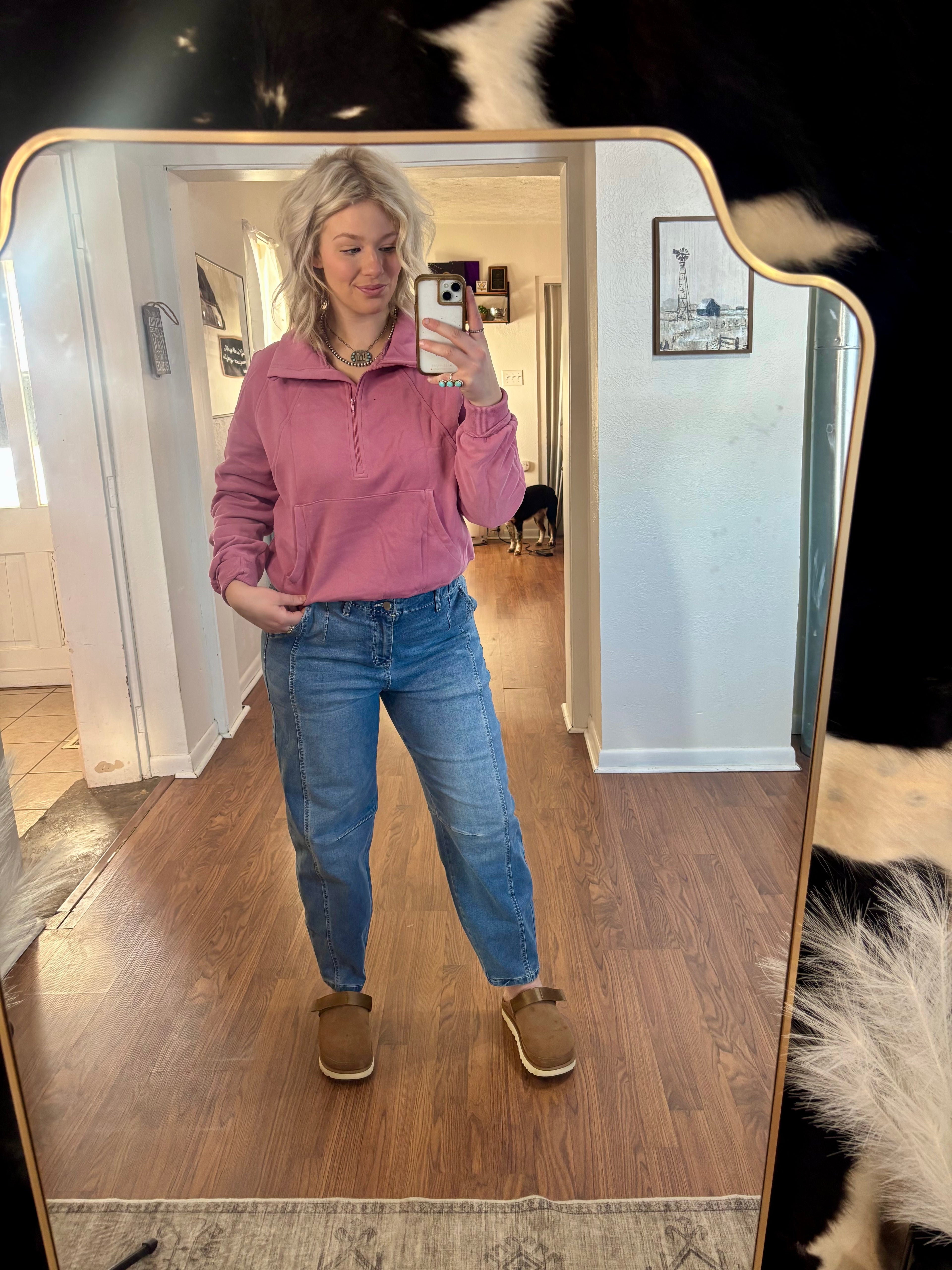 Dark Pink Cropped Quarter Zip